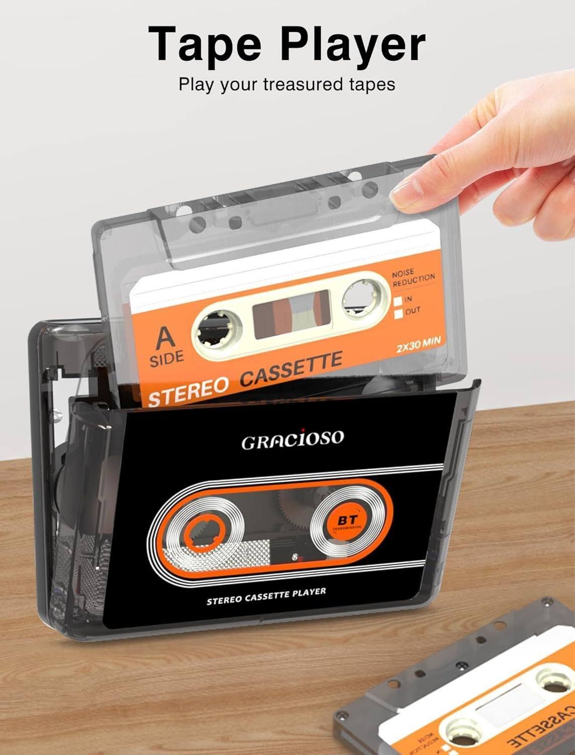 Bluetooth kazetofon s punjivom baterijom 1100 mAh – kompaktan vintage kazetofon sa slušalicama i kopčom za nošenje - Slika 2