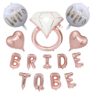 Set za djevojačku zabavu Bride to Be – 14 dijelova s ružičasto zlatnim balonima