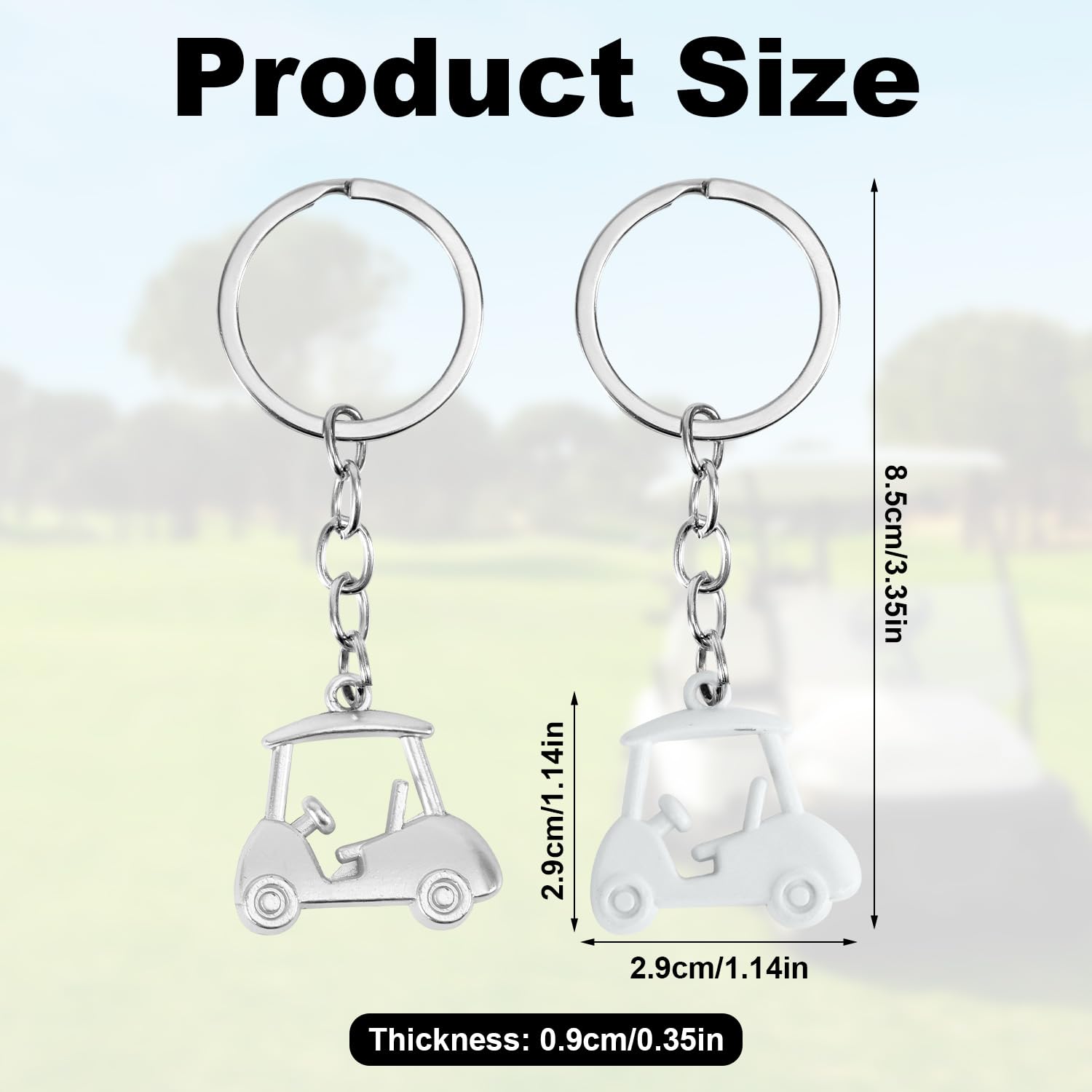 Golf Cart privjesci za ključeve 2-pakiranje Zinc Alloy Golf Pendant – bijeli/srebrni - Slika 2
