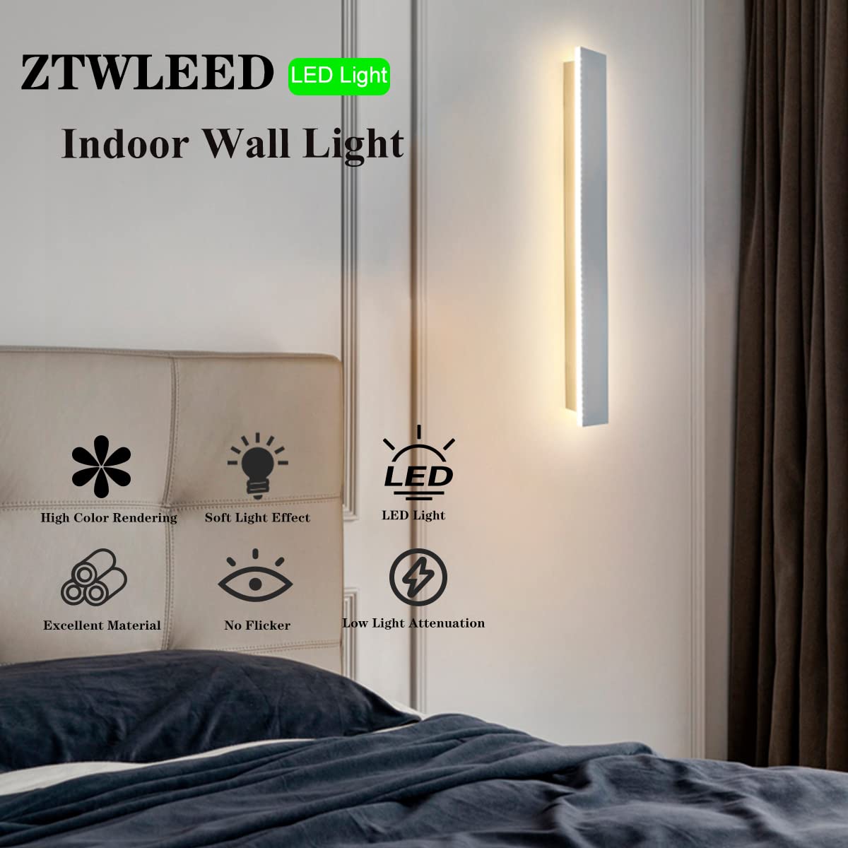 Moderna LED zidna svjetiljka 22 W, 60 cm – bijela - Slika 2