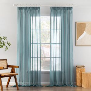 MIULEE prozirne zavjese s trakom za nabiranje 140 × 225 cm – plave