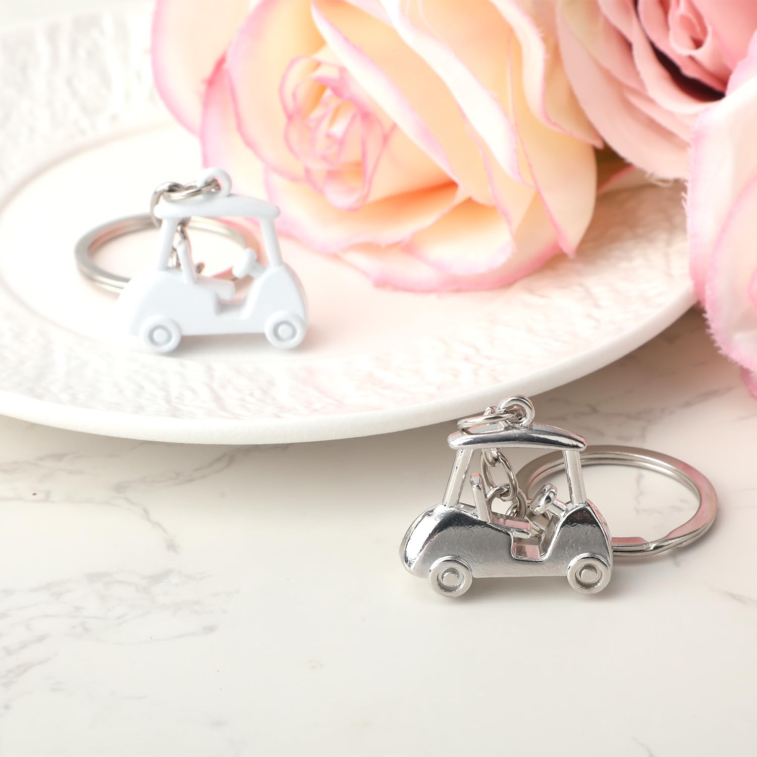 Golf Cart privjesci za ključeve 2-pakiranje Zinc Alloy Golf Pendant – bijeli/srebrni - Slika 4