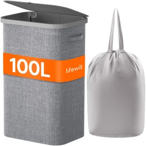 Lifewit košara za rublje s poklopcem 100 L – bež