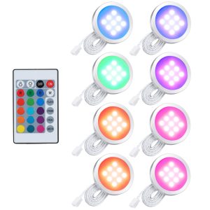 Lixada RGB LED rasvjeta za ormariće s daljinskim – 8 komada