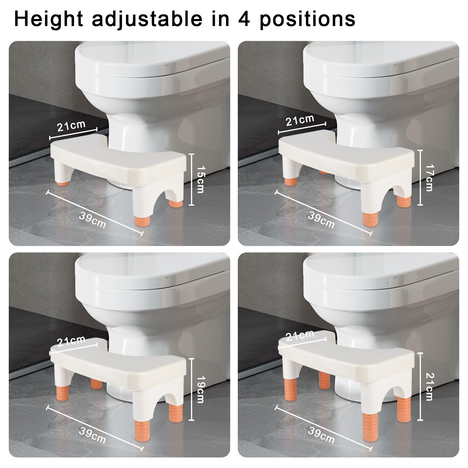Podesivi toaletni oslonac za noge 15–21 cm - Slika 2