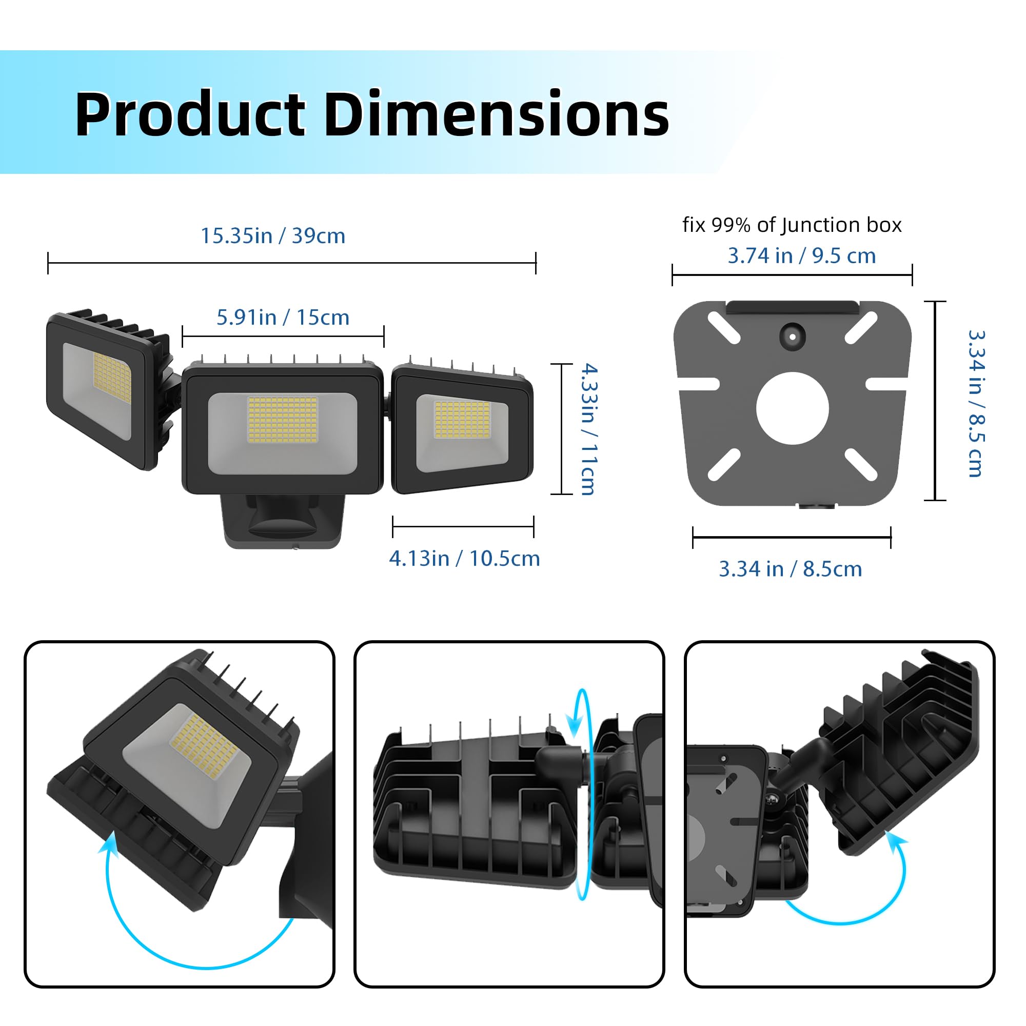 KELINVMI vanjski LED reflektor 120 W, IP66 – toplo bijeli - Slika 5