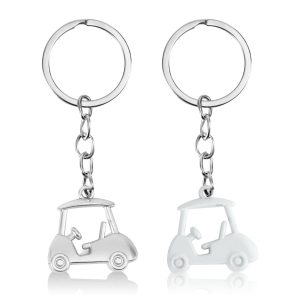 Golf Cart privjesci za ključeve 2-pakiranje Zinc Alloy Golf Pendant – bijeli/srebrni