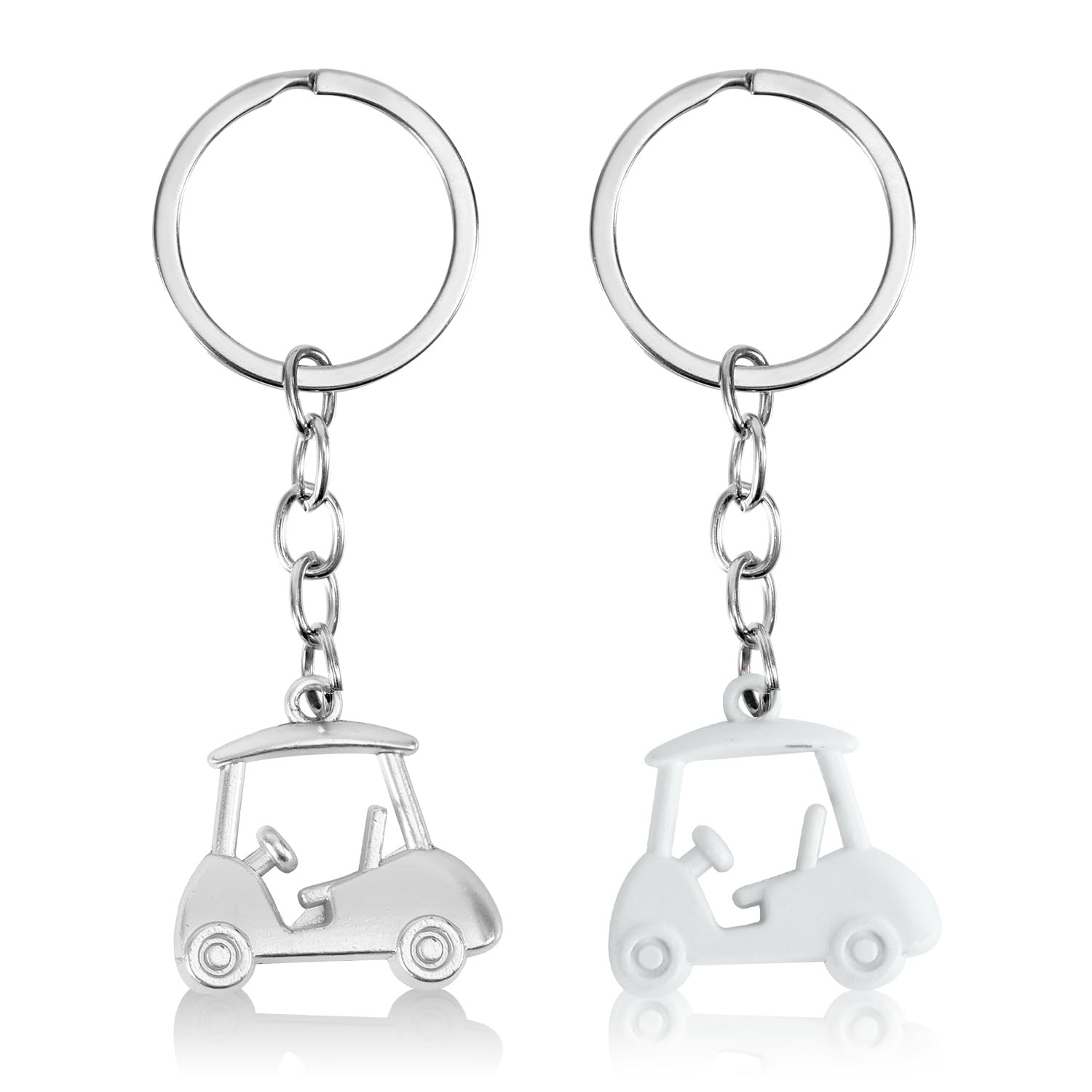 Golf Cart privjesci za ključeve 2-pakiranje Zinc Alloy Golf Pendant – bijeli/srebrni