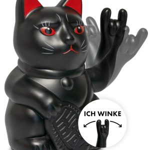 ANGRY CAT japanska mačka sreće s pokretnom šapom – crna, 15 cm